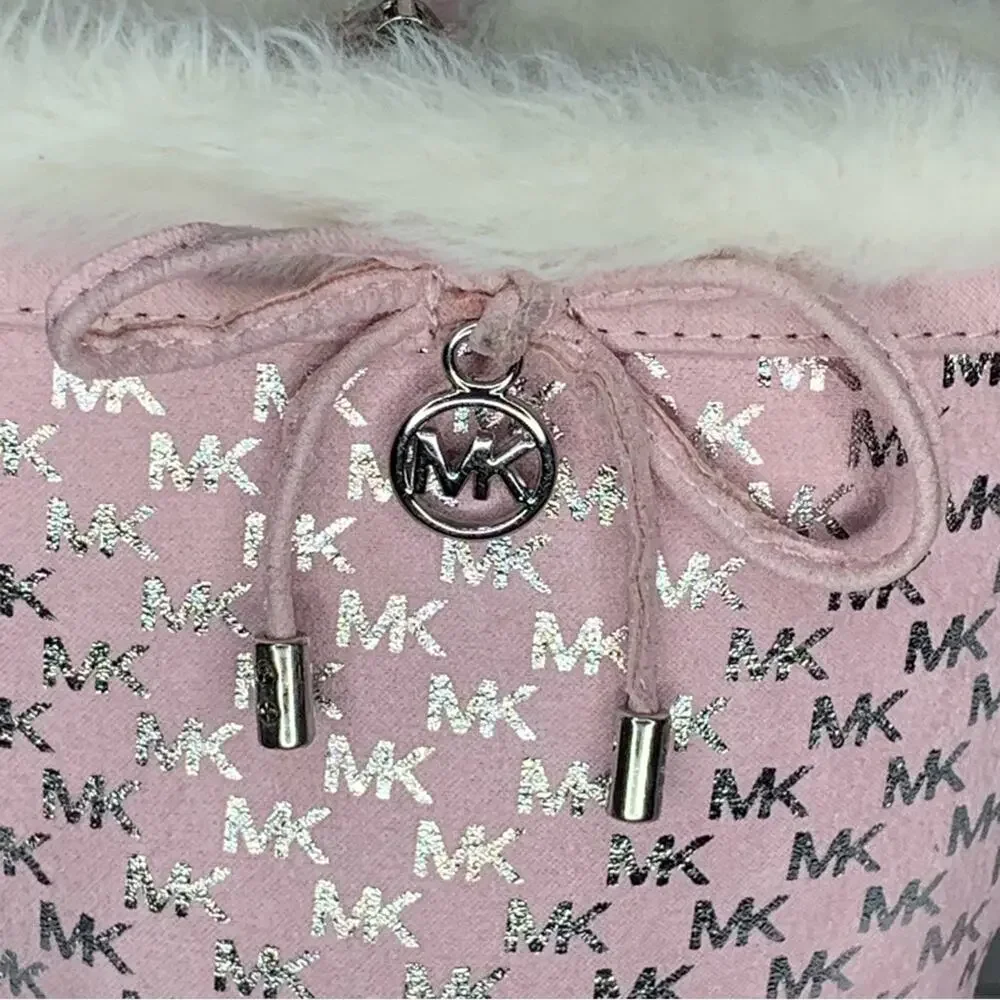 Michael Kors Boots for Girls Light Pink MK Silver Logo Print Side Zipper Size 2